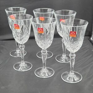 RCR Crystal Wine Glasses Goblets Italy 7.5" Tall Set of 6
